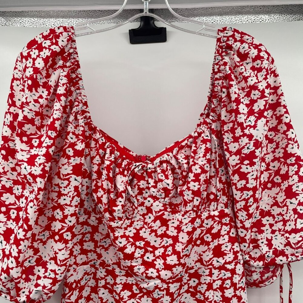 Showpo Floral Maxi Dress Off Shoulder 3/4 Sleeve Red/Multi Size 10 - Picture 2 of 8